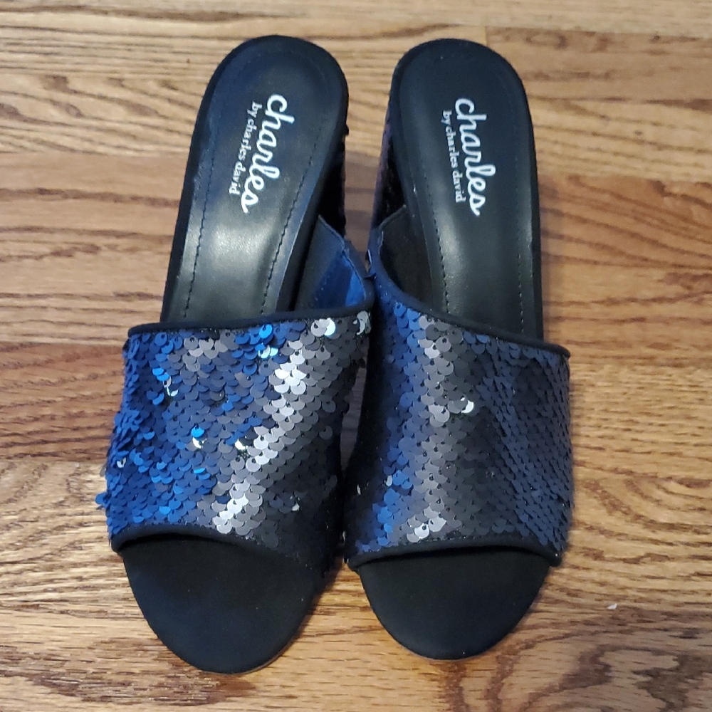 Charles by Charles David Blue Sequin Mules